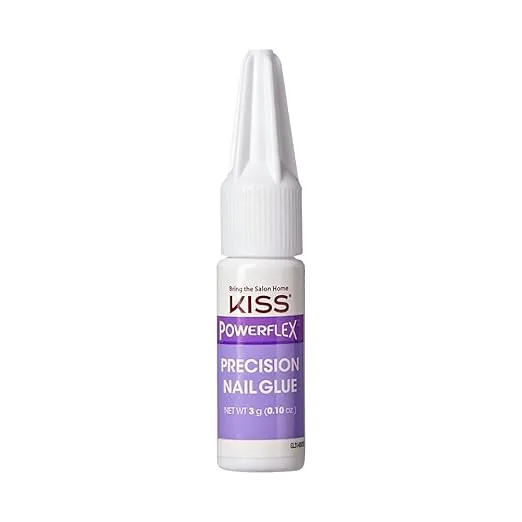 KISS PowerFlex Precision Nail Glue - Fast Drying Adhesive for Glue-On Nails & Repairs with Precision Tip Nozzle, Ideal for Tips & Wraps, Net Wt. 0.10 oz (3g)