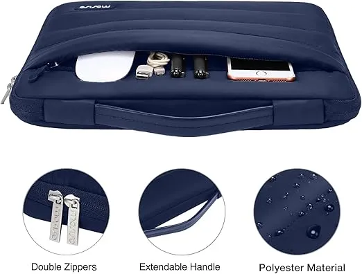 MOSISO Compatible with MacBook Air 13 inch Case 2024 2023 2022 M3 A3113 M2 A2681, Plastic Hard Case&Puffy Sleeve Bag&Keyboard Cover&Webcam Cover&Screen Film for MacBook Air 13.6 inch Case, Navy Blue