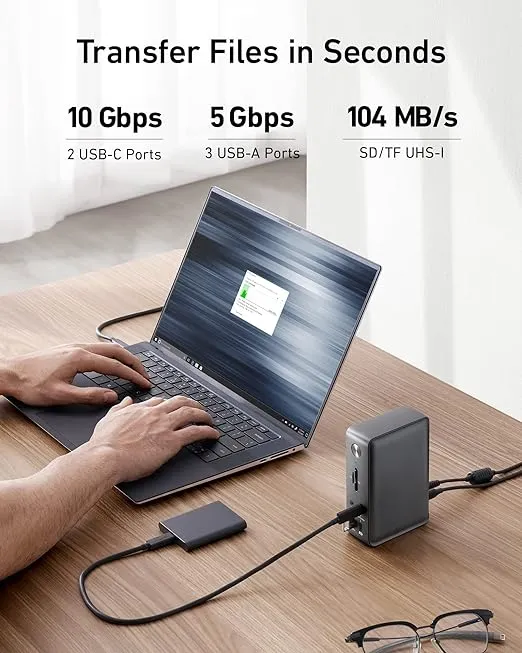 Anker Docking Station, Anker 575 USB-C Docking Station (13-in-1), Triple Display, 4K HDMI, 10 Gbps USB-C and 5 Gbps USB-A Data, 85W Charging for Laptop, 18W Charging for Phone, Ethernet, Audio, SD 3.0