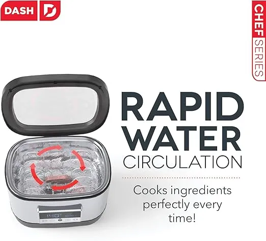 Dash Chef Series Stainless Steel Sous Vide, Temperature Control For Steak/Poultry/Seafood/Vegetables with Timer & Vacuum Bags + Pump Included, 8.5 Quart