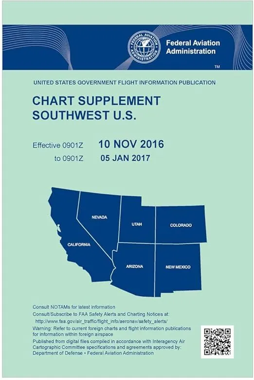 FAA Chart Supplement Southwest (Always Current Edition)