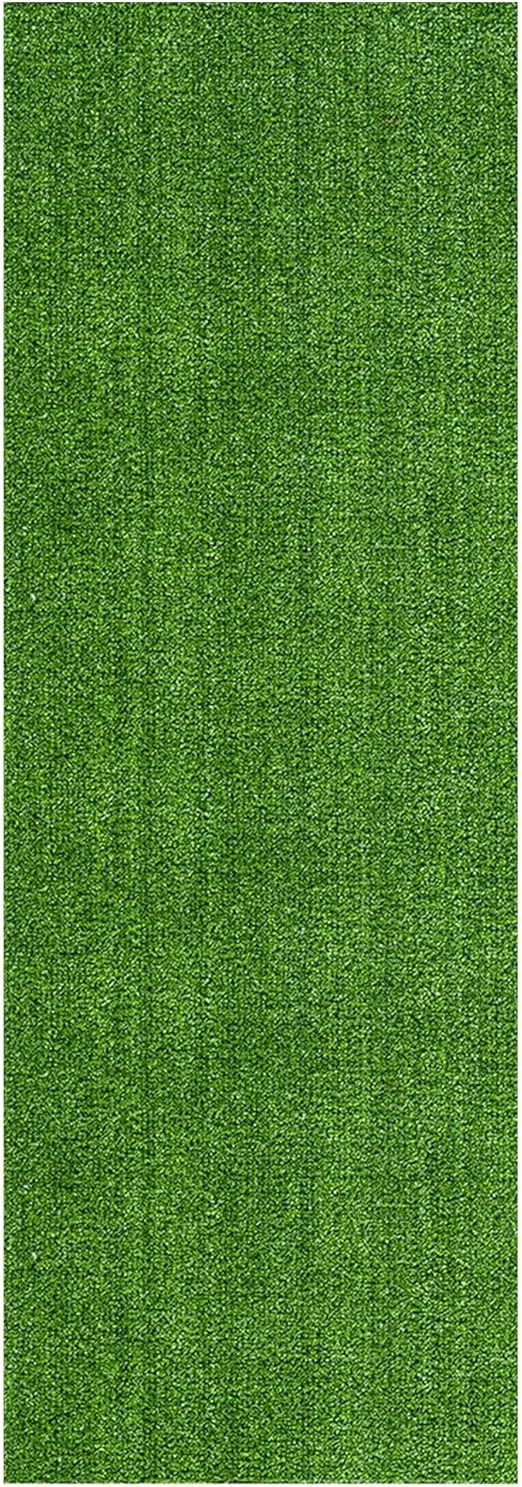 Sweethome Meadowland Collection Indoor and Outdoor Green Artificial Grass Turf Runner Rug 3'0" X 7'3" Green Artificial Grass/Pet mat with Rubber Backed