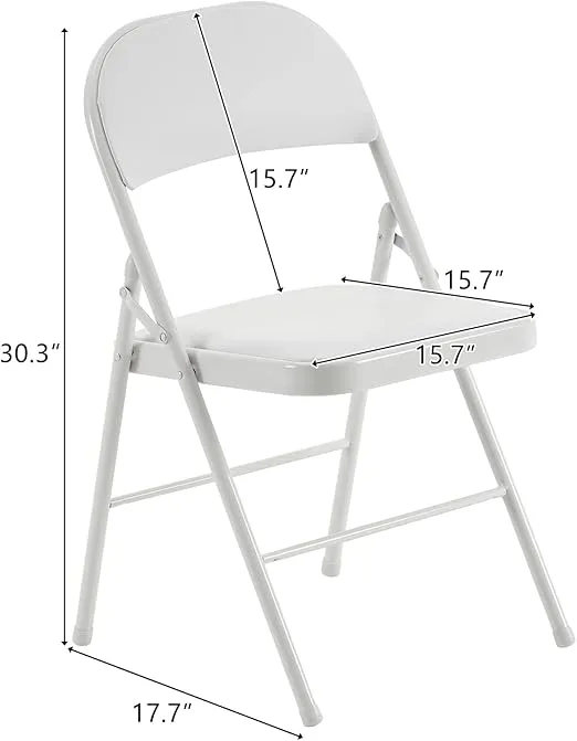 4 Pack White Folding Chairs with Padded Cushion and Back for Outdoor Indoor Portable Stackable Commercial Folding Chair with Steel Frame for Office Wedding Party Events Chairs 330lbs Capacity
