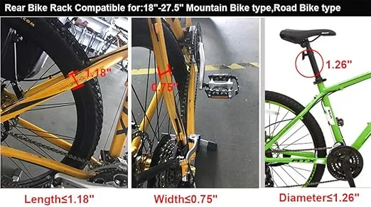 DIRZA Rear Bike Rack Bicycle Cargo Rack Quick Release Adjustable Alloy Bicycle Carrier 115 lbs Capacity Easy to Install Black