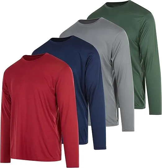 DARESAY 4-Pack: Mens Long Sleeve Tee Shirts, Long Sleeve Shirts for Men Pack of 4, Dri Fit Shirts for Men