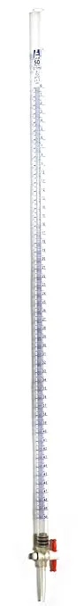 EISCO 50mL Acrylic Burette - Class B - 0.1mL Blue Graduations - with PTFE Key Stopcock