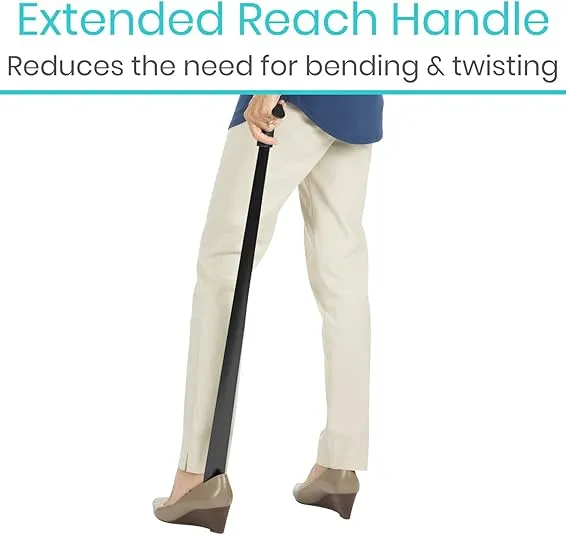 Vive Extra Long Handled Shoe Horn (31.5 Inches)- Metal Shoehorn for Men and Women- Large Standing Reach Assist for Seniors