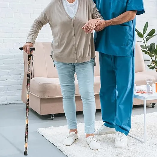 supregear Folding Cane, 5-Level Adjustable Height Walking Stick Lightweight Portable Cane Travel Cane with Wrist Strap and T Handle for Elderly Disabled Men Women