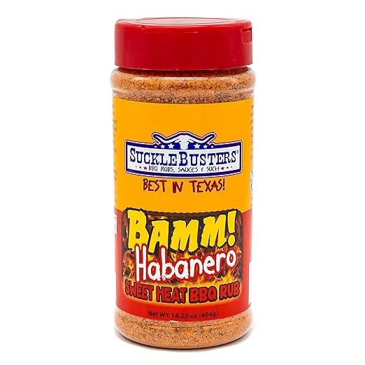 SuckleBusters Bamm Sweet Heat Rub: Super Sweet & Extreme Spicy, Habanero Peppers, Best Hot BBQ Rub for Chicken & Pork, Gluten-Free, No MSG Shaker (14.25oz)