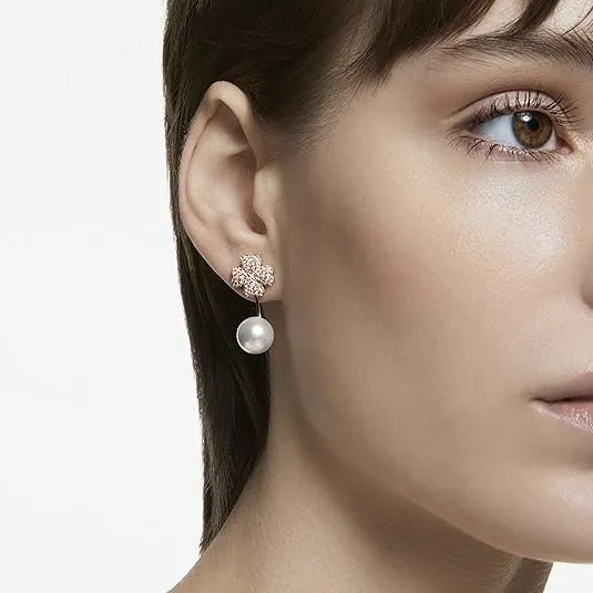 Swarovski Latisha Earring Jackets, Flower, Pink, Rhodium Finish