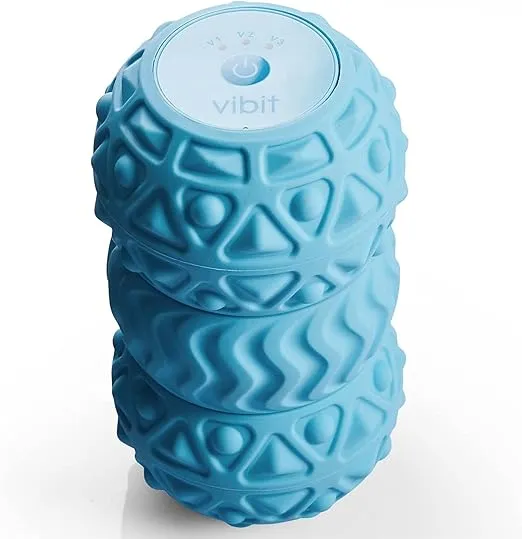 π©πΆπ―πΆπ - Vibrating Massager for Plantar Fasciitis, Pain Relief and Sciatica, Foot and Body Portable Massage Roller, Deep Tissue Pain Relief from Feet to Neck, Electric, 3 Vibration Levels (Blue)