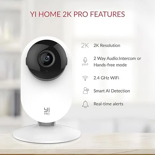 YI Pro 2K 3PC Home Security Camera, 2.4G Wired Indoor Cameras for Home Security with Person, Vehicle, Animal Smart Detection, Works with Alexa and Google Assistant