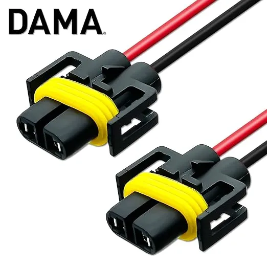DAMA H11 H9 H8 880 881 Female Wiring Harness Socket Pigtail Cable for Headlight & Fog Light Halogen Bulb | One Pair Deal