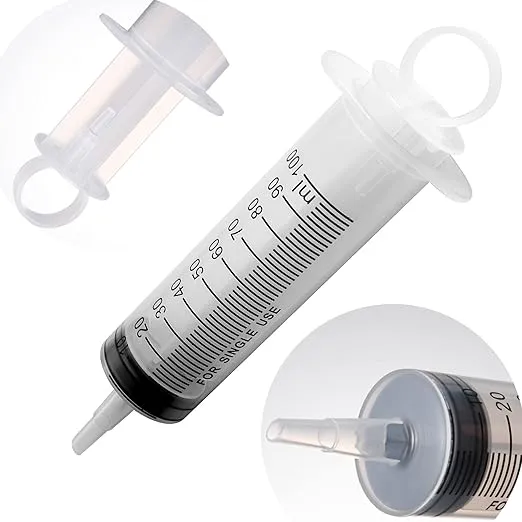 2 Pack 100ml Large Syringes Big Syringes, Large Garden Syringe for Scientific Labs, Measuring, Watering, Refilling