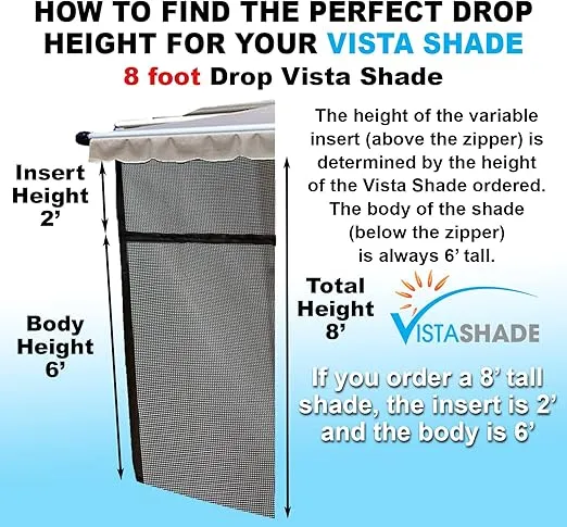 ShadePro - Vista Shade - RV Awning Shade Screen - Zipper Sun Screen Installs in Seconds - Solar Mesh Blocks 87% of Sunlight - The Original Camper Sunscreen Shade for Awnings - 19' x 8' - Grey