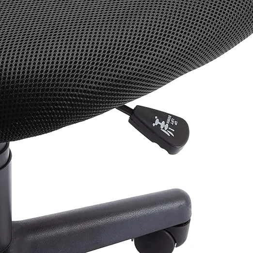 Amazon Basics Office Computer Task Desk Chair, Low-Back, Pneumatic Seat, Breathable Mesh, Adjustable, Swivel, BIFMA Certified, 21.25" D x 22.5" W x 38" H, 270 Pound Capacity, Black Nylon