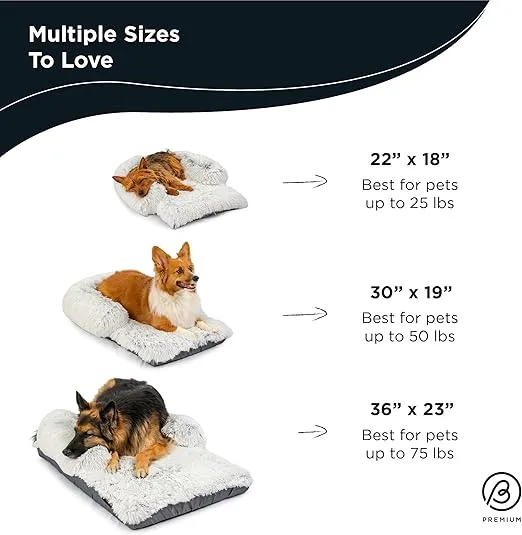 Best Friends by Sheri Nap Mat Dog Bed with Bolster - Washable Dog Bed Crate Pad with Removable Cover, Frost, 30" x 17"
