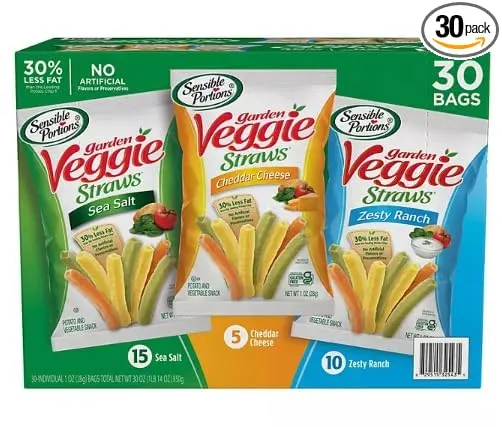 Generic Sensible Portions Garden Veggie Snack Straws Shape Chips Variety Pack, 30 Count