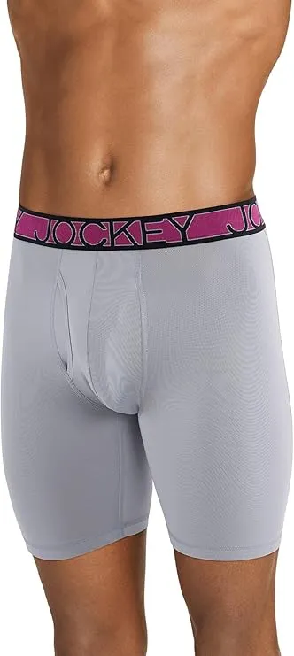 Jockey Men's Underwear Active Microfiber 9" Long Leg Boxer Brief - 3 Pack