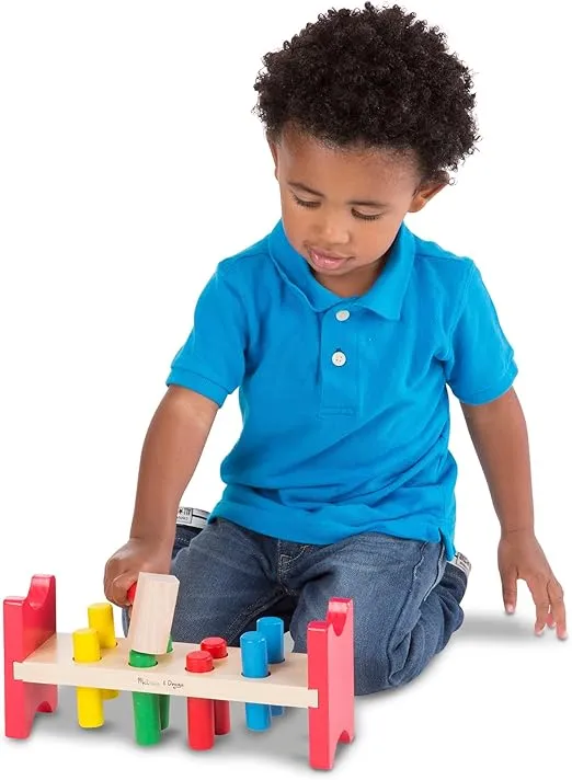 Melissa & Doug Deluxe Wooden Pound-A-Peg Toy With Hammer - FSC Certified