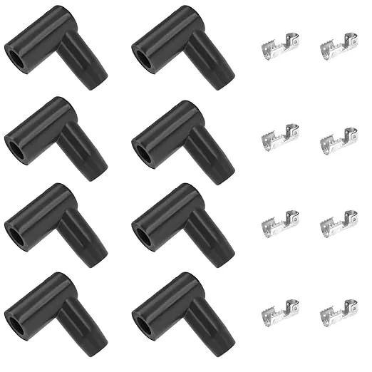 Spark Plug Cap Terminal Kit 90 Degree Spark Plug Boot HEI Distributor and Coil Boot Spark Plug Lead Wire (8-Pack)