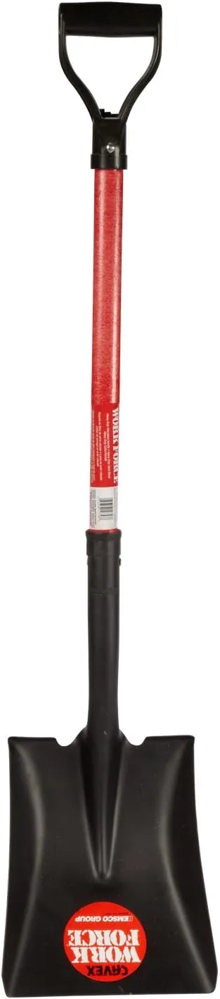 Emsco Group 1236-1 Workforce Tools Point Sturdy 28” Fiberglass Handle-Heavy Duty 16 Gauge Steel Head-Lifetime Durable Square Shovel, Black/Red