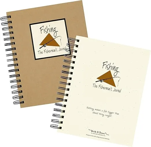 Write it Down series by Journals Unlimited, Guided Journal, Fishing, Fisherman's Journal, Full-size 7.5"x 9", Kraft Hard Cover, Made in USA