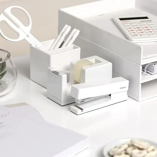 Poppin Stapler - The Original Modern Desk Stapler, Office Supplies, Office Desk Accessories, Lacquer Design, Solid Steel Anvil, Multiple Colors Available (White)