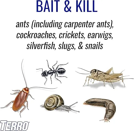 TERRO T2600 Perimeter Ant Bait Plus - Outdoor Ant Bait and Killer - Attracts and Kills Ants, Carpenter Ants, Roaches, Crickets, Earwigs, Silverfish, Slugs and Snails - 2 Pack, 4Lbs
