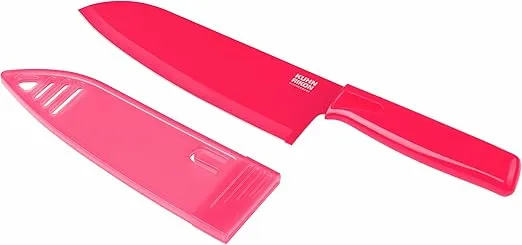 Kuhn Rikon Colori Chef’s Knife with Safety Sheath, 6 inch/15.24 cm Blade, Red