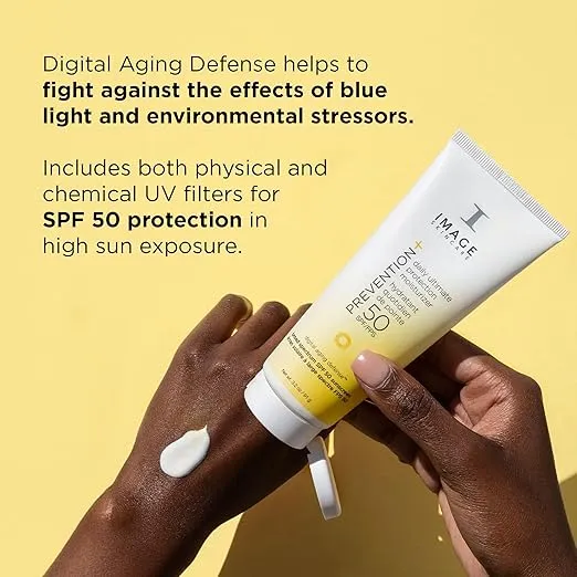 IMAGE Skincare, PREVENTION+ Daily Ultimate Protection Moisturizer SPF 50 Face Sunscreen Lotion, Zinc Oxide, Sheer Finish, Amazon Exclusive, 3.2 oz