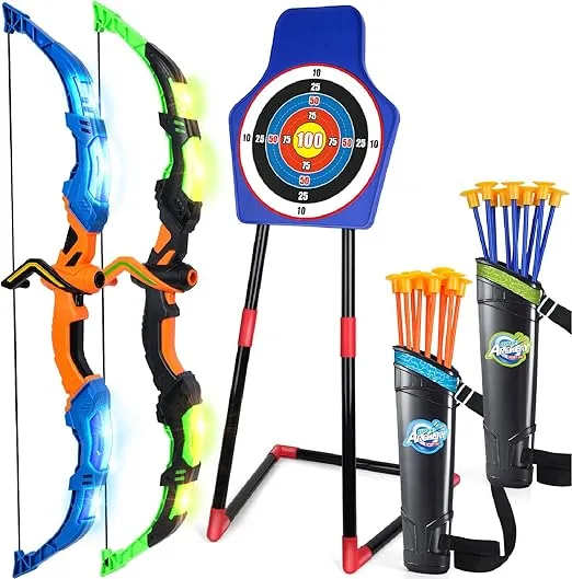 TOY Life Bow and Arrow for Kids 4-6 8-12, LED Kids Archery Set, Kids Bow and Arrow Set, Outdoor Games Outside Toys for Kids, Toys for Boys 5-7, Boys Toys Age 4-6, Birthday Gifts for Boys