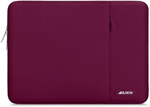 MOSISO Laptop Sleeve Bag Compatible with MacBook Air 11, 11.6-12.3 inch Acer Chromebook R11/HP Stream/Samsung/ASUS/Surface Pro 9/8/7/6/X/5/4/3, Polyester Vertical Case with Pocket, Wine Red