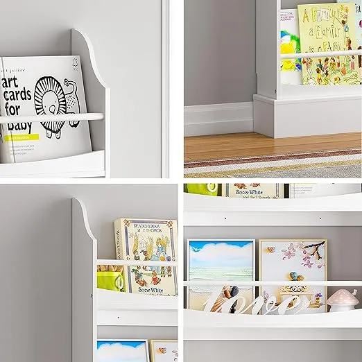 UTEX Kids Bookshelf,4 Tiers Children's Bookcases and Storage, Kids Bookcase Rack Wall for Bedroom,Study Living Room,White