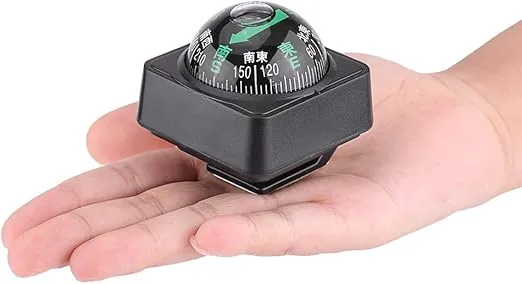 Car Compass, Adjustable Dash Mount Compass Navigation Hiking Direction Pointing Guide Ball Truck Compasses Ball Night Vision Car Dashboard Compass for Car