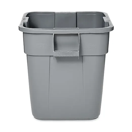 Rubbermaid Commercial LLDPE Square Brute 28-Gallon Trash Can without Lid, Gray, For Restaurants/Garages/Offices/Mailrooms/Classrooms