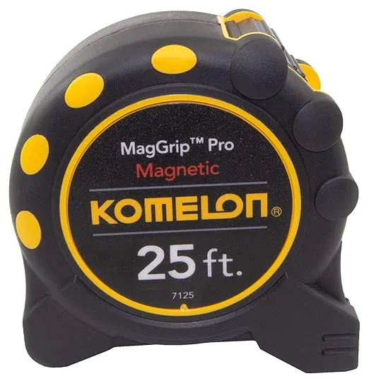 Komelon 7125 Monster Maggrip 25-Foot Measuring Tape with Magnetic End, Yellow, 25ft- Blade