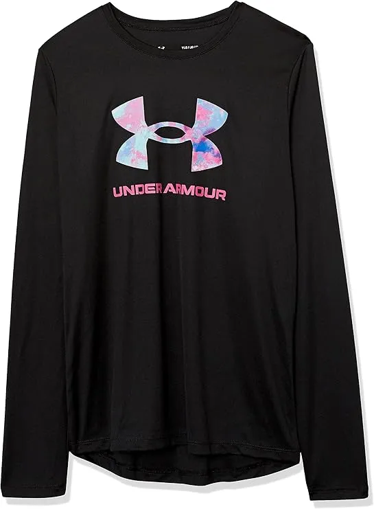 Under Armour Girls' Tech Big Logo Printed Long Sleeve