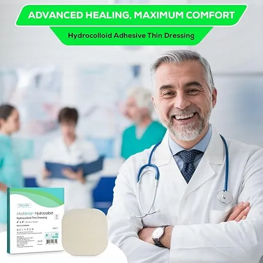 MedVance TM Hydrocolloid – Hydrocolloid Adhesive Thin Dressing, 4"x4", Box of 5 dressings