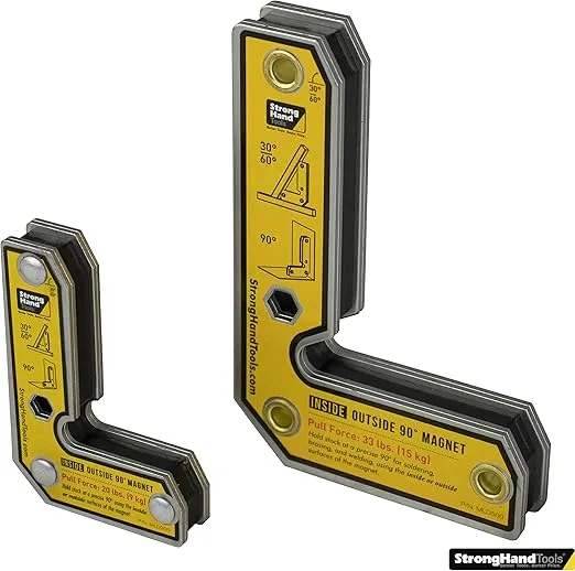 Strong Hand Tools, Angle Magnetic Square Kit, Inside/Outside Magnets, Fixed Angle, 90° (30°, 60°), Mag. Pull Force 20/33 lbs, 3″/5" Length, Welding Square, MLDT350