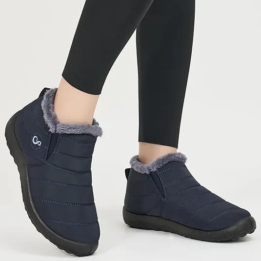Alicegana Snow Boots for Women Winter: Warm Fur Lined Ankle Booties Comfortable Waterproof Slip On Lightweight Womens Boots