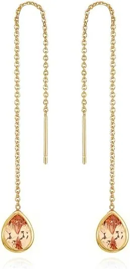 Ettika Threader Earrings. 18k Gold Plated, Gold Threader Earrings, Barely There Chain and Light Topaz CZ Crystal Earrings. Jewelry