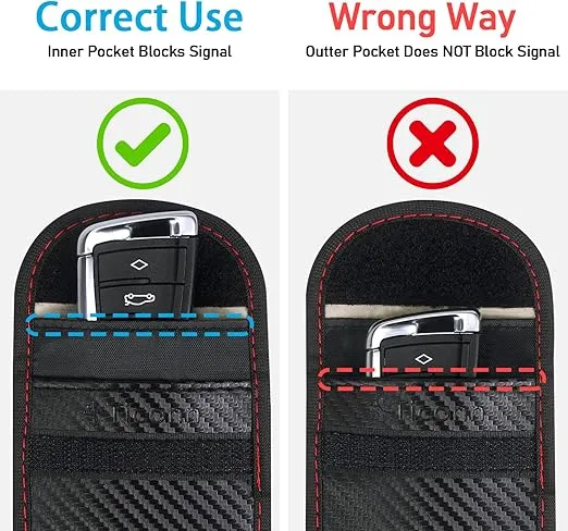 TICONN 2PK Faraday Bag for Key Fob, 3.5''X5.0'' Faraday Cage Protector, Car RFID Signal Blocking, Anti-Theft Pouch Anti-Hacking Case Blocker (Carbon Fiber)