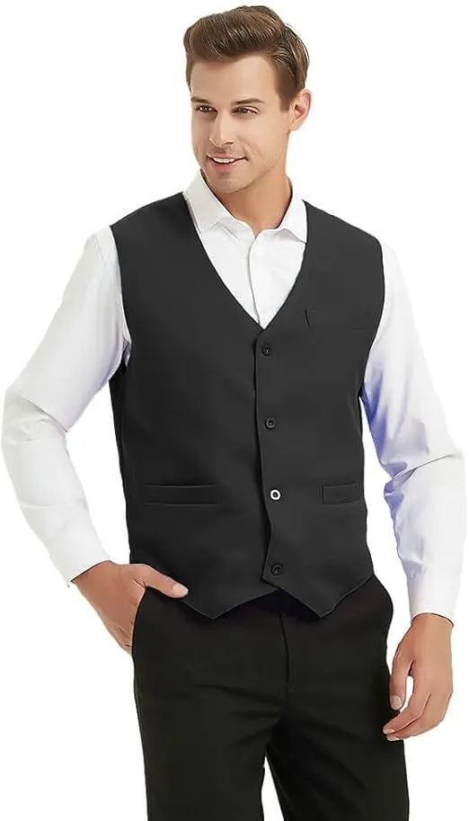 TopTie Waiter Uniform Unisex Button Vest for Supermarket Clerk & Volunteer