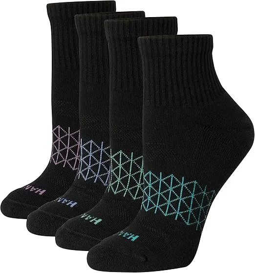 Hanes Women's Cushioned Ankle Socks, Absolute Active Ankle Socks For Women, Seamless Toe, 4-Prs