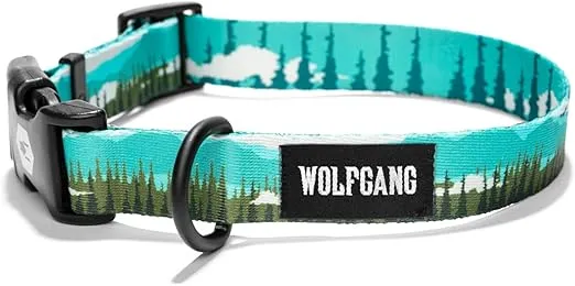 Wolfgang Adjustable Dog Training Collars for Medium Dogs, Durable Easy to Clean Nylon Dog Collar with Quick Clip Buckles, for Training & Daily Use Made in USA, GreatEscape Print (1 Inch x 12-18 Inch)