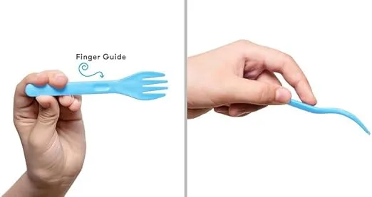 Omie OmieBox Kids Utensils Set with Case - 2 Piece Plastic, Reusable Fork and Spoon Silverware with Pod for Kids (Blue)