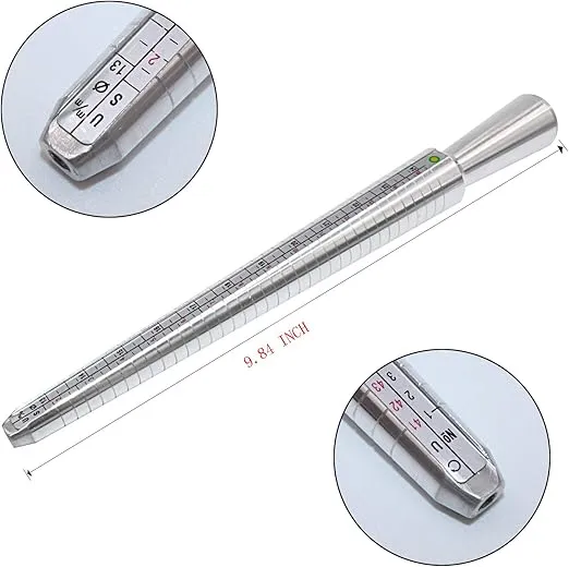 NIUPIKA Ring Sizer Measuring Tool Ring Mandrel Measurement Tool Measure Ring Size Finger Sizing Set Metal Gauge US Size 1-13 Jewelry Sizers Kit of 27 Pieces