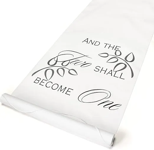 Hortense B. Hewitt Wedding Accessories Fabric Aisle Runner, 100-Feet Long, White Two Shall Become One (30045)