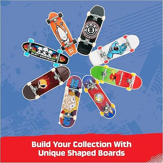 Tech Deck, 25th Anniversary 8-Pack Fingerboards with Exclusive Figure, Collectible and Customizable Mini Skateboards, Kids Toys for Ages 6 and up